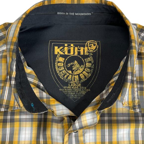 Kuhl Short Sleeve Lightweight Plaid Collared Pearl Snap Front Shirt Size Large - Picture 8 of 9